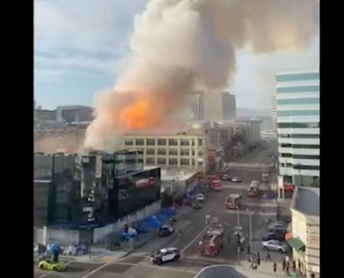 Fires at several buildings in downtown L.A. explosion