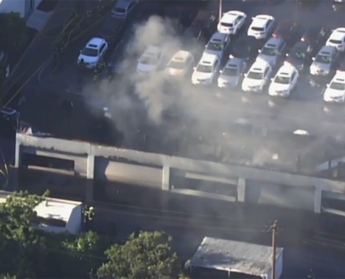 Car dealership building fire in Santa Clara