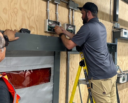 Tech training electrical set up for smoke curtains