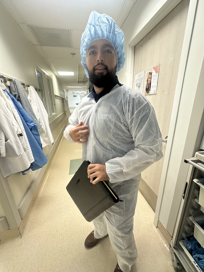 Fire Door Inspector wearing scrubs