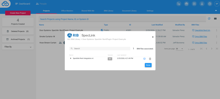 SpecLink User Dashboard Screenshot
