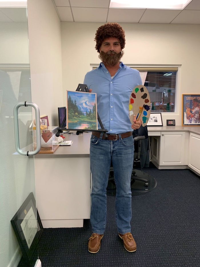 Shawn in Bob Ross Costume